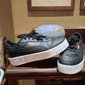 Puma Black Platform Sneakers with White Sole US 9.5